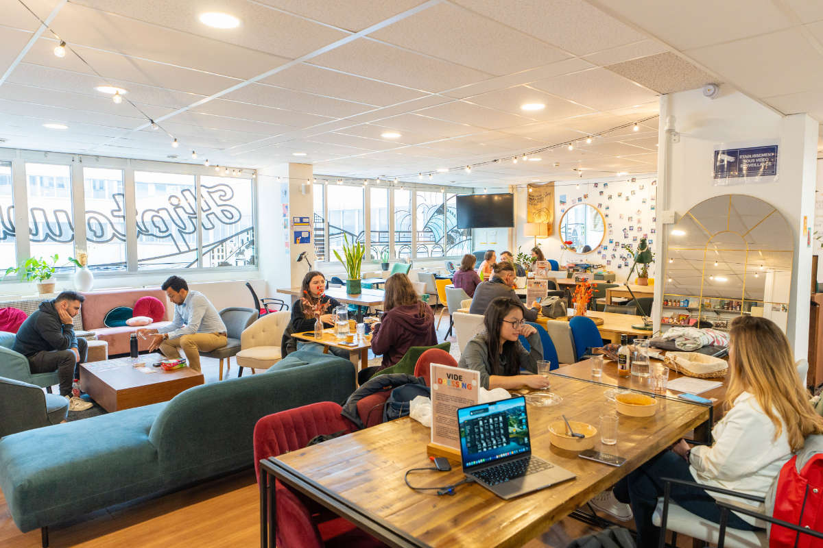 Team working in a bright Hiptown office designed for workplace well-being