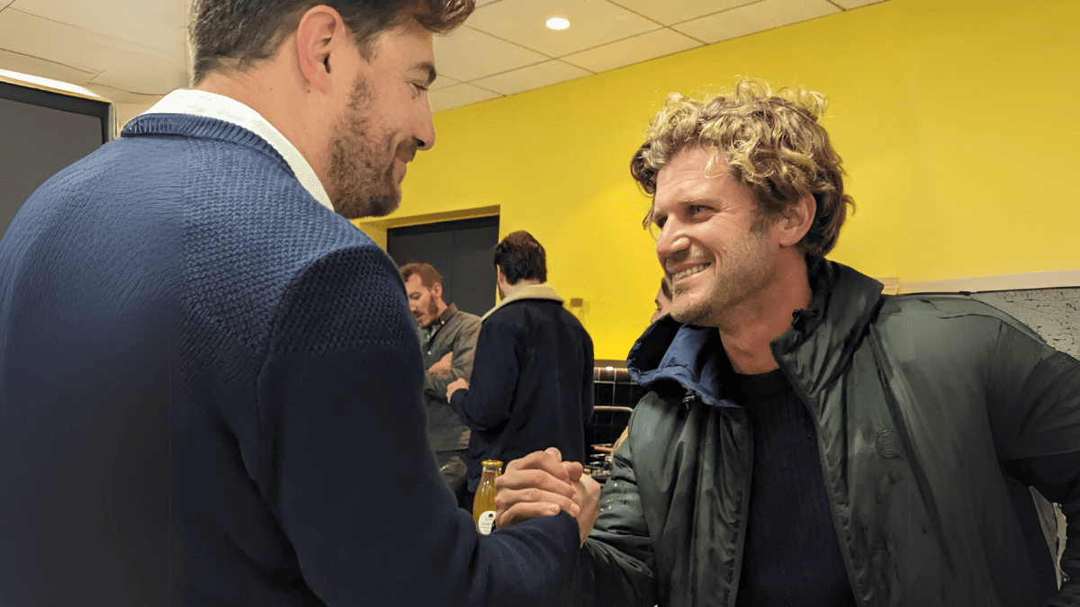 Business meeting and handshake between two entrepreneurs at Hiptown, a flexible office space in Paris